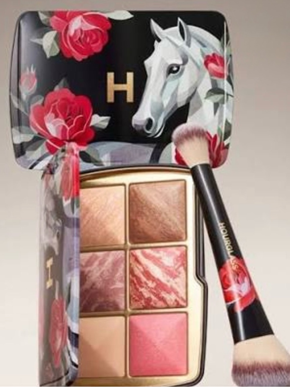 Hourglass Radiant Cheek & Face Palette & Matching Dual Ended Blush Brush